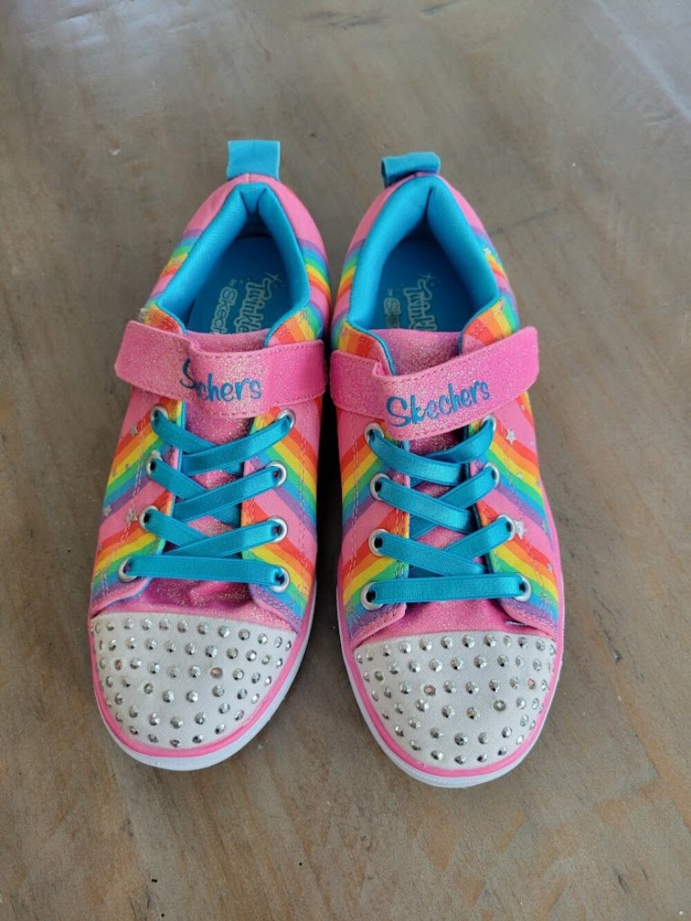 Girl's Skechers Sneakers, Rainbow with Sparkles, Size 2